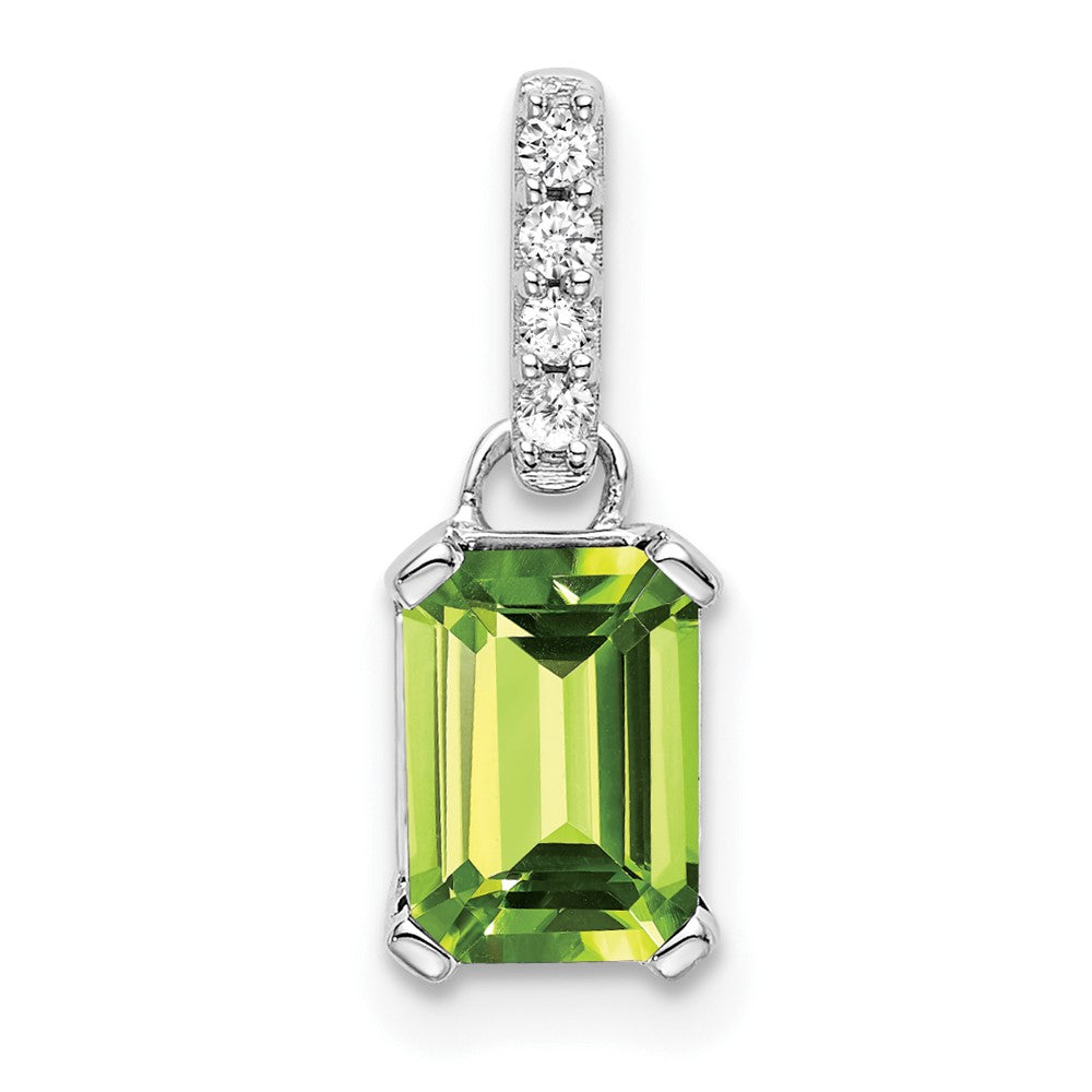 Emerald-Cut Peridot & Diamond Solitaire Pendant Birthstone Karat Designs