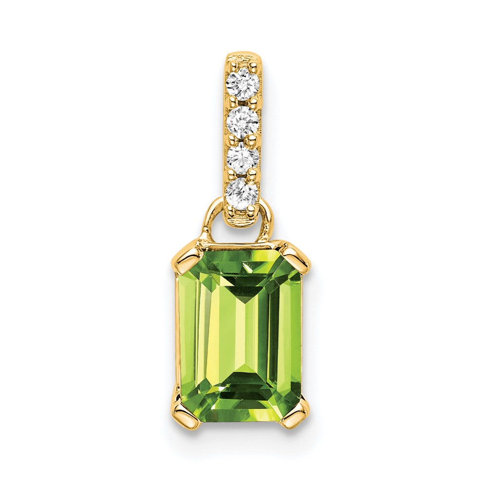 Emerald-Cut Peridot & Diamond Solitaire Pendant Birthstone Karat Designs