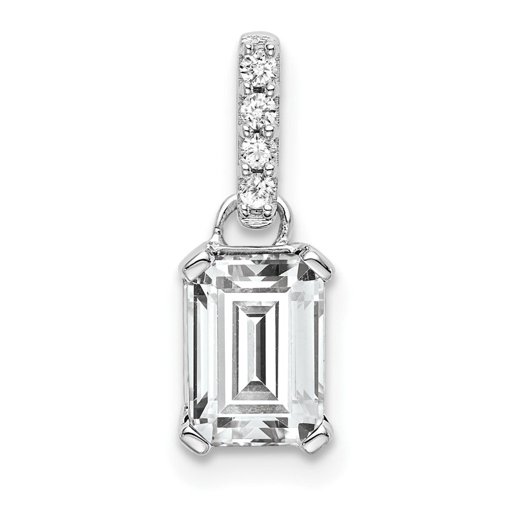 Emerald-Cut White Topaz & Diamond Solitaire Pendant Birthstone Karat Designs