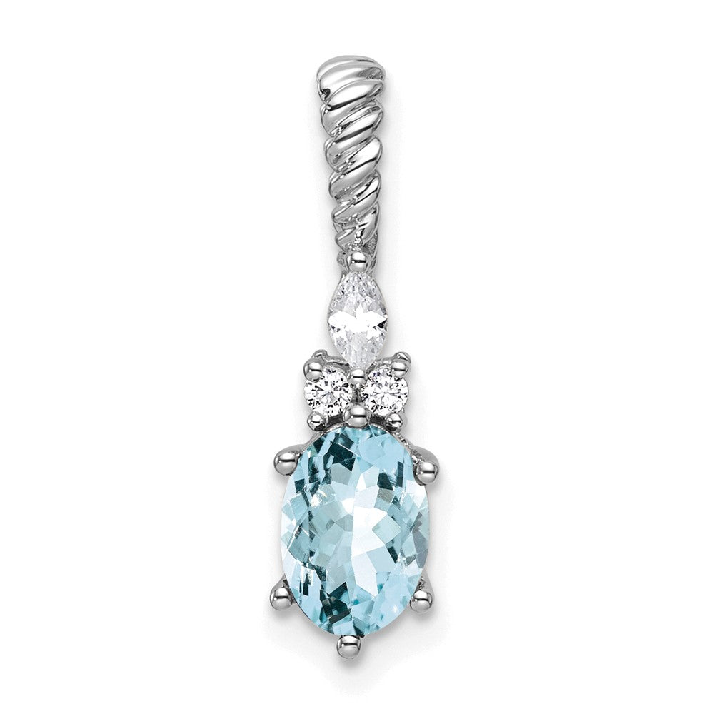 Oval Aquamarine & Diamond Birthstone Pendant Necklace Birthstone Karat Designs