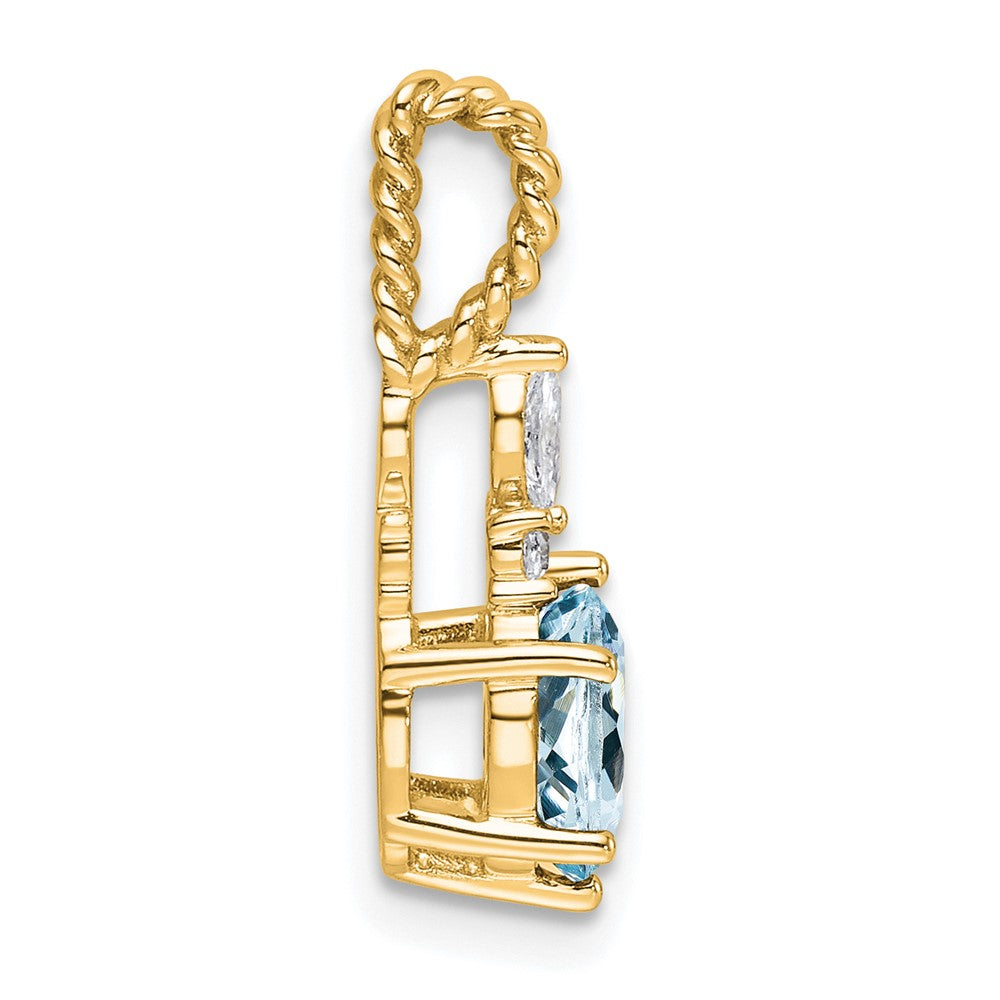 Oval Aquamarine & Diamond Birthstone Pendant Necklace Birthstone Karat Designs