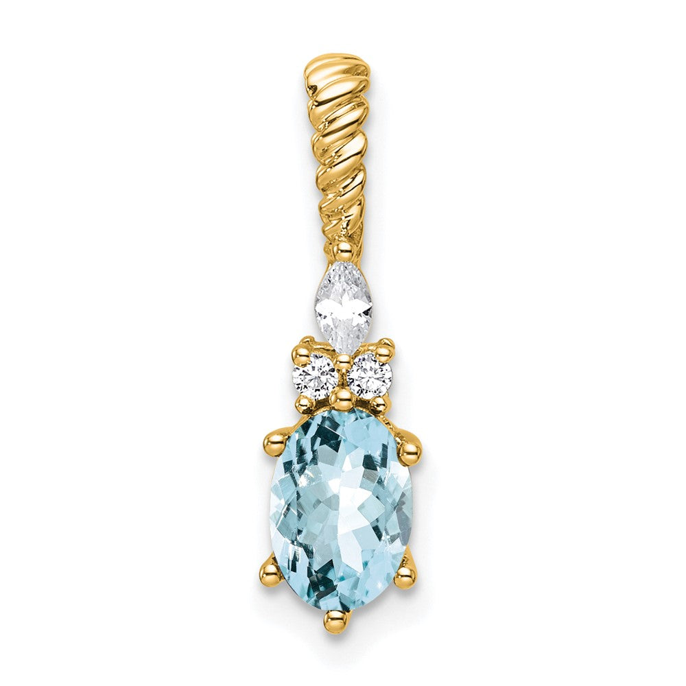 Oval Aquamarine & Diamond Birthstone Pendant Necklace Birthstone Karat Designs