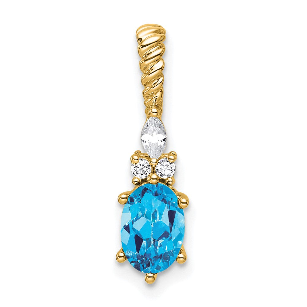 Swiss Blue Topaz Diamond Pendant Necklace 14K Gold – Karat Designs