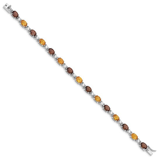 Natural Citrine & Smoky Quartz Sterling Silver Bracelet Birthstone Karat Designs