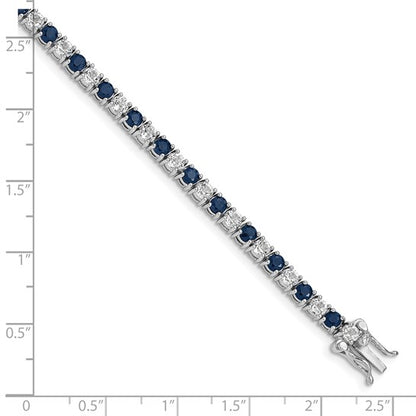 Natural Blue Sapphire & White Topaz Sterling Silver Bracelet Birthstone Karat Designs