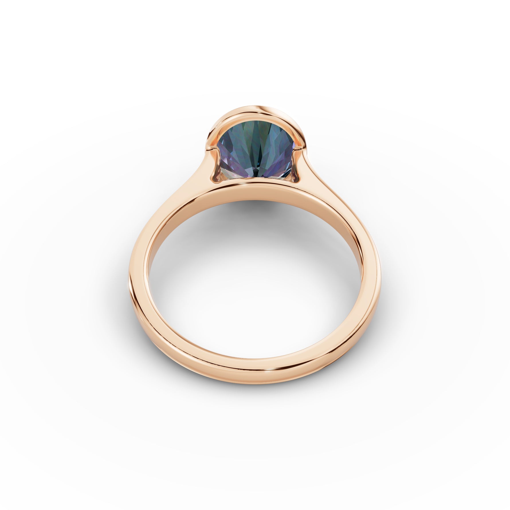 Bezel-Set Oval Alexandrite Ring 