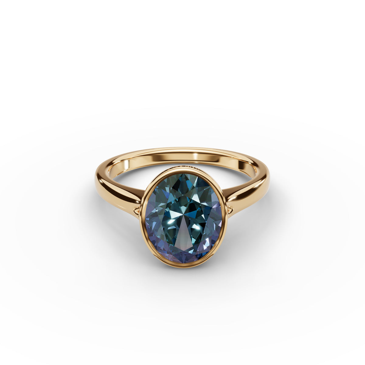 Bezel-Set Oval Alexandrite Ring 