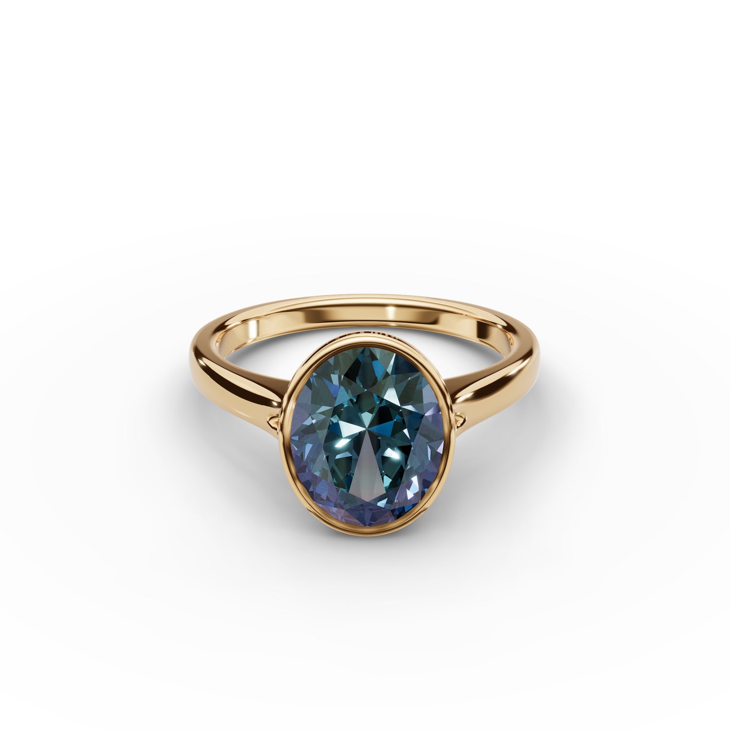 Bezel-Set Oval Alexandrite Ring 