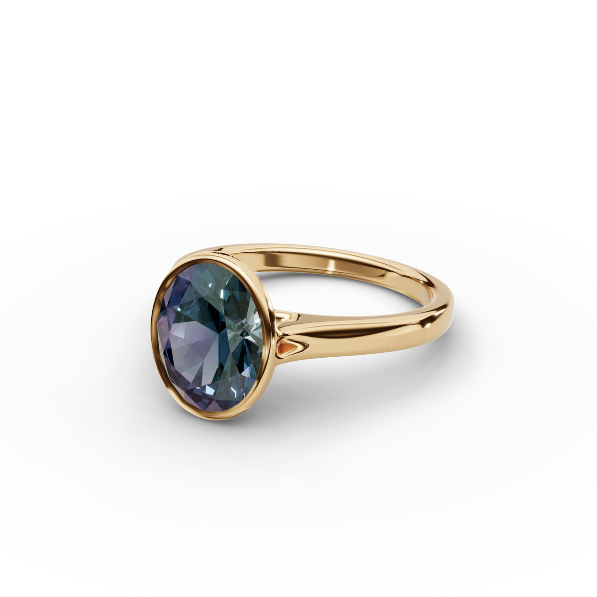 Bezel-Set Oval Alexandrite Ring 