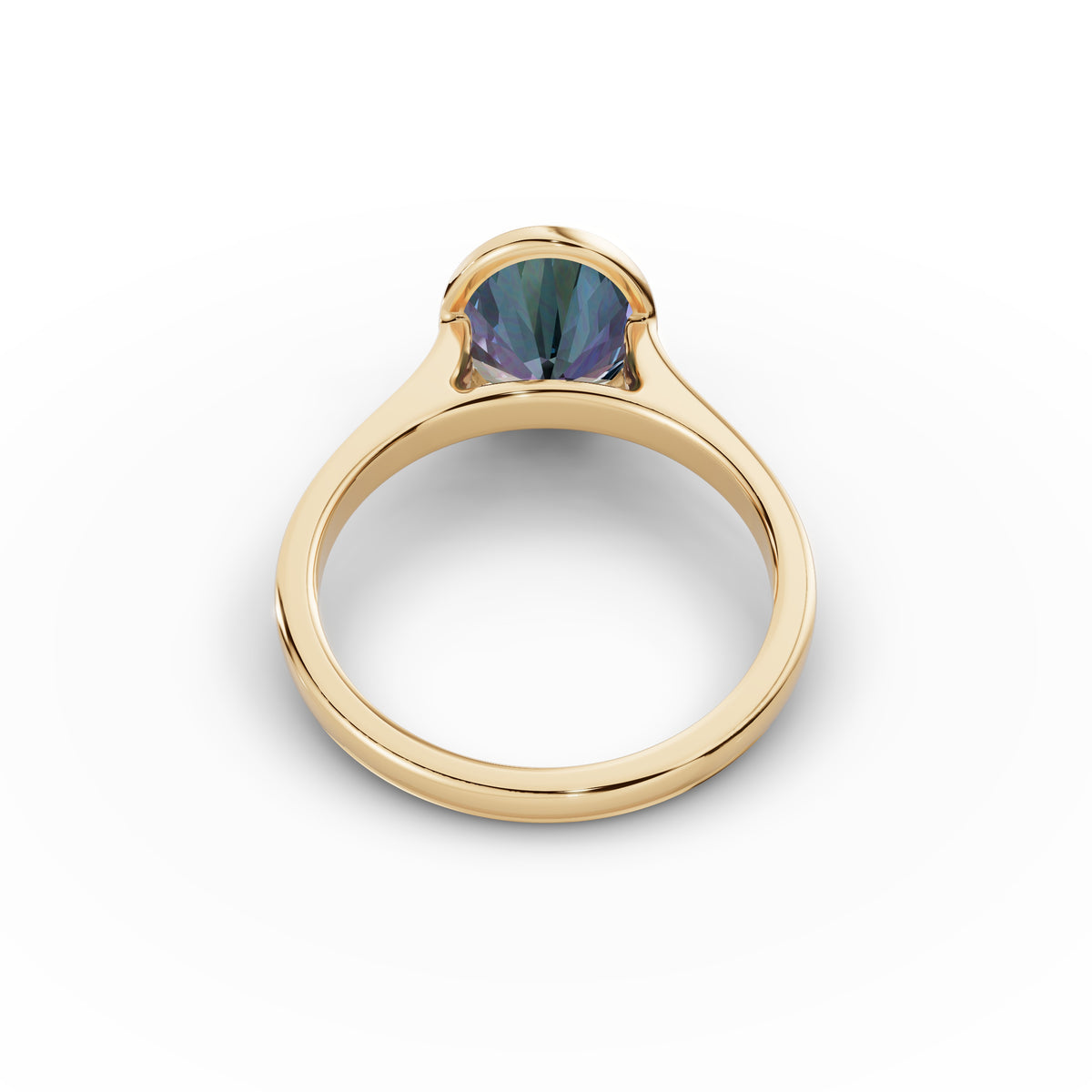 Bezel-Set Oval Alexandrite Ring 