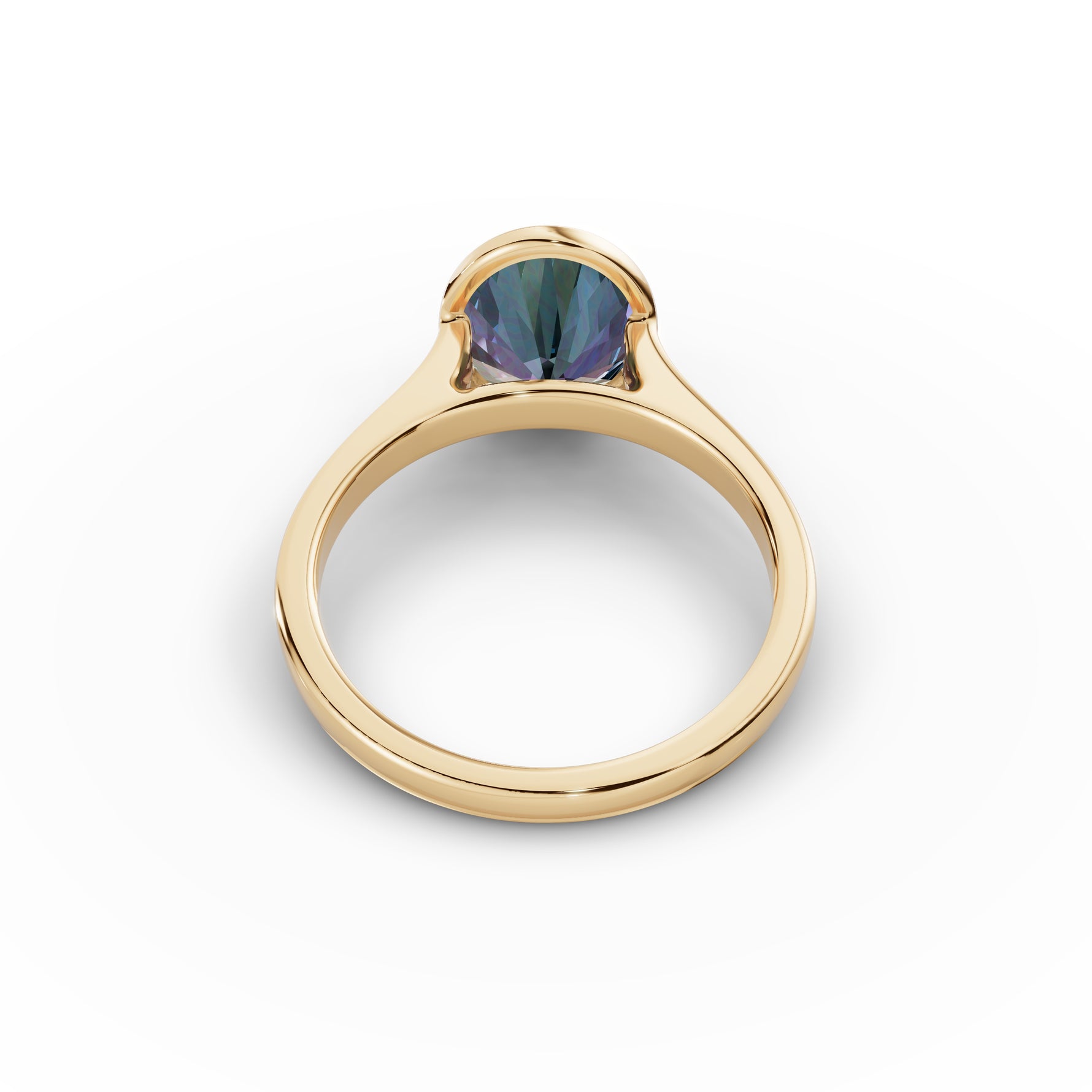 Bezel-Set Oval Alexandrite Ring 