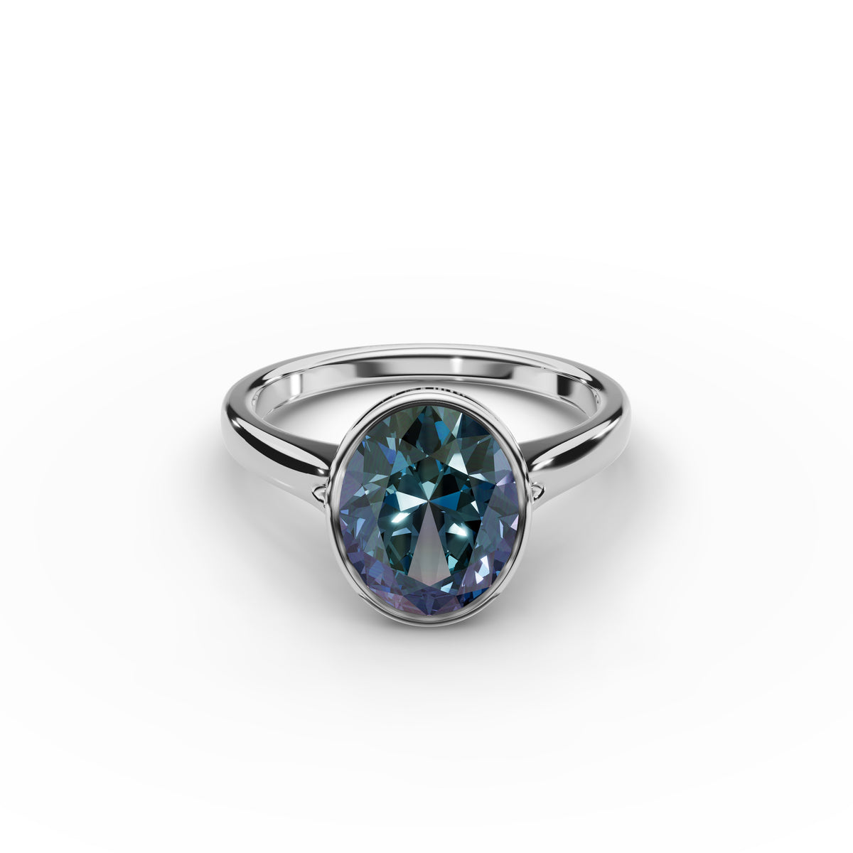 Bezel-Set Oval Alexandrite Ring 