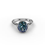 Bezel-Set Oval Alexandrite Ring 