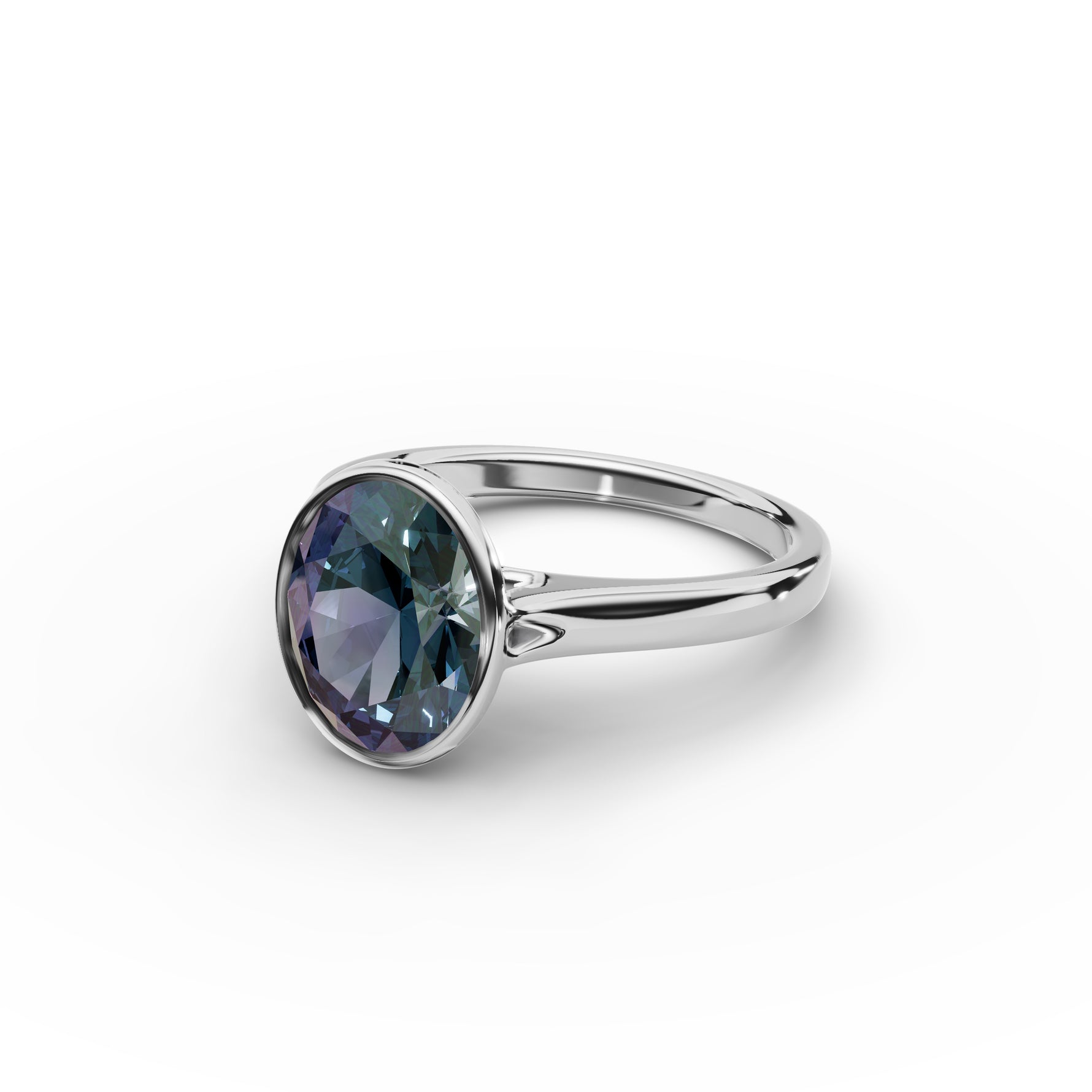 Bezel-Set Oval Alexandrite Ring 