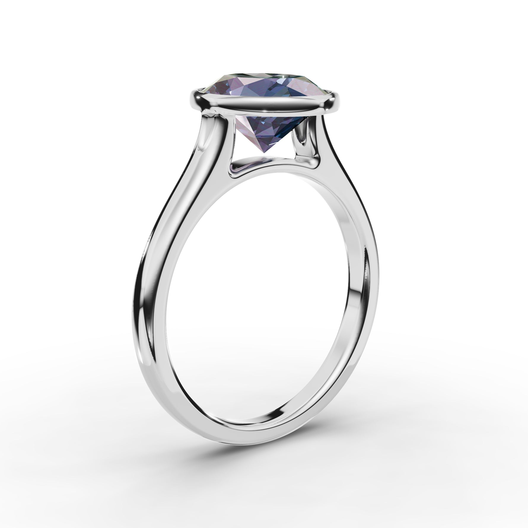 Bezel-Set Oval Alexandrite Ring 