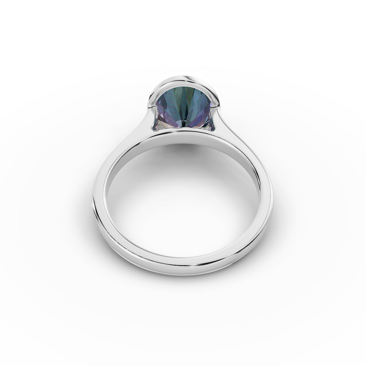 Bezel-Set Oval Alexandrite Ring 