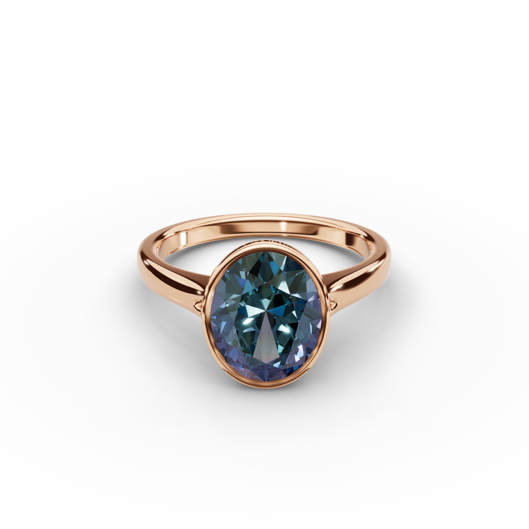 Bezel-Set Oval Alexandrite Ring 