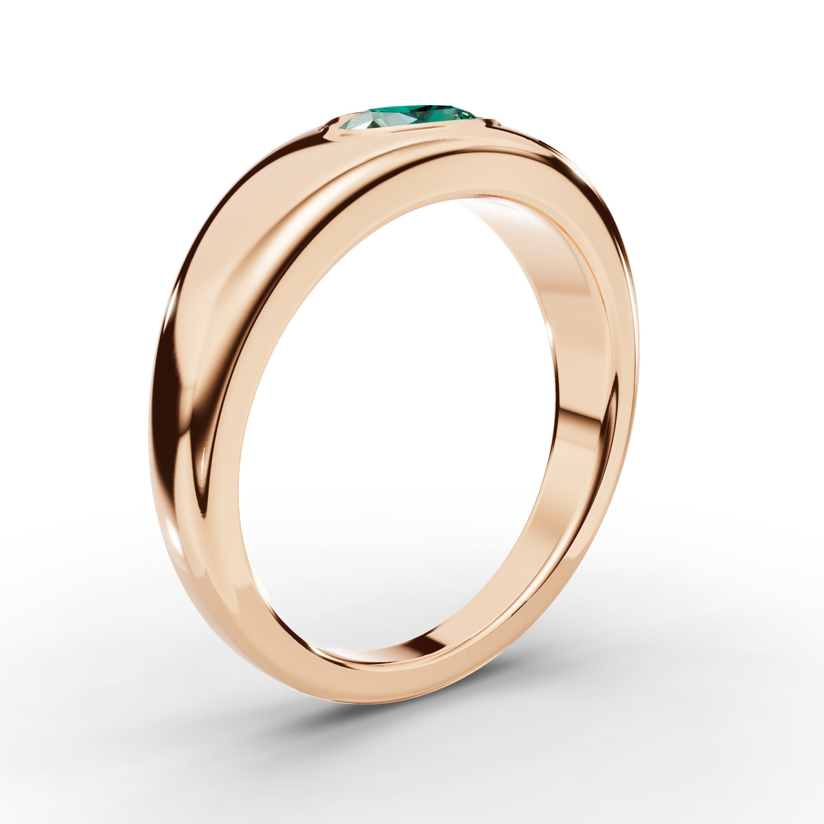 Bezel-Set Oval Emerald Ring 