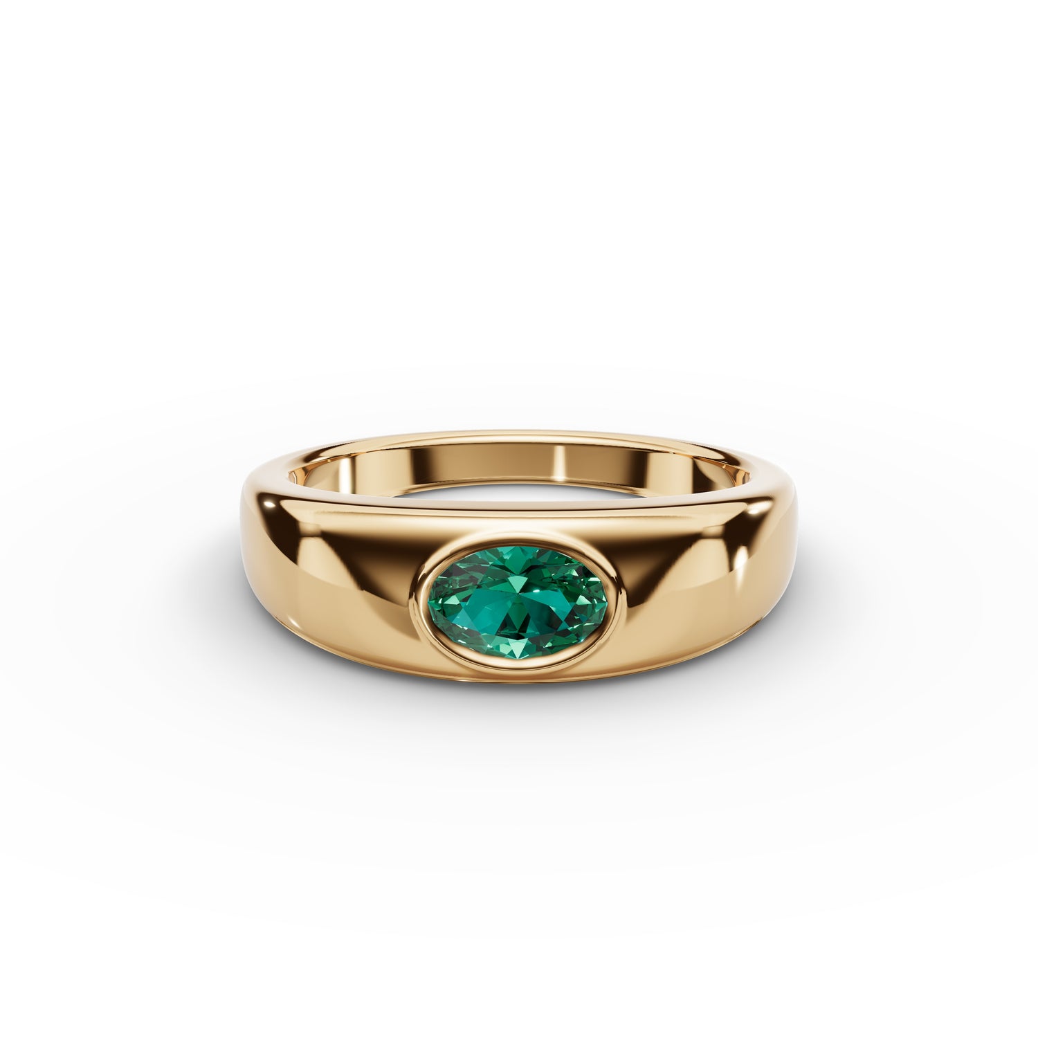 Bezel-Set Oval Emerald Ring 