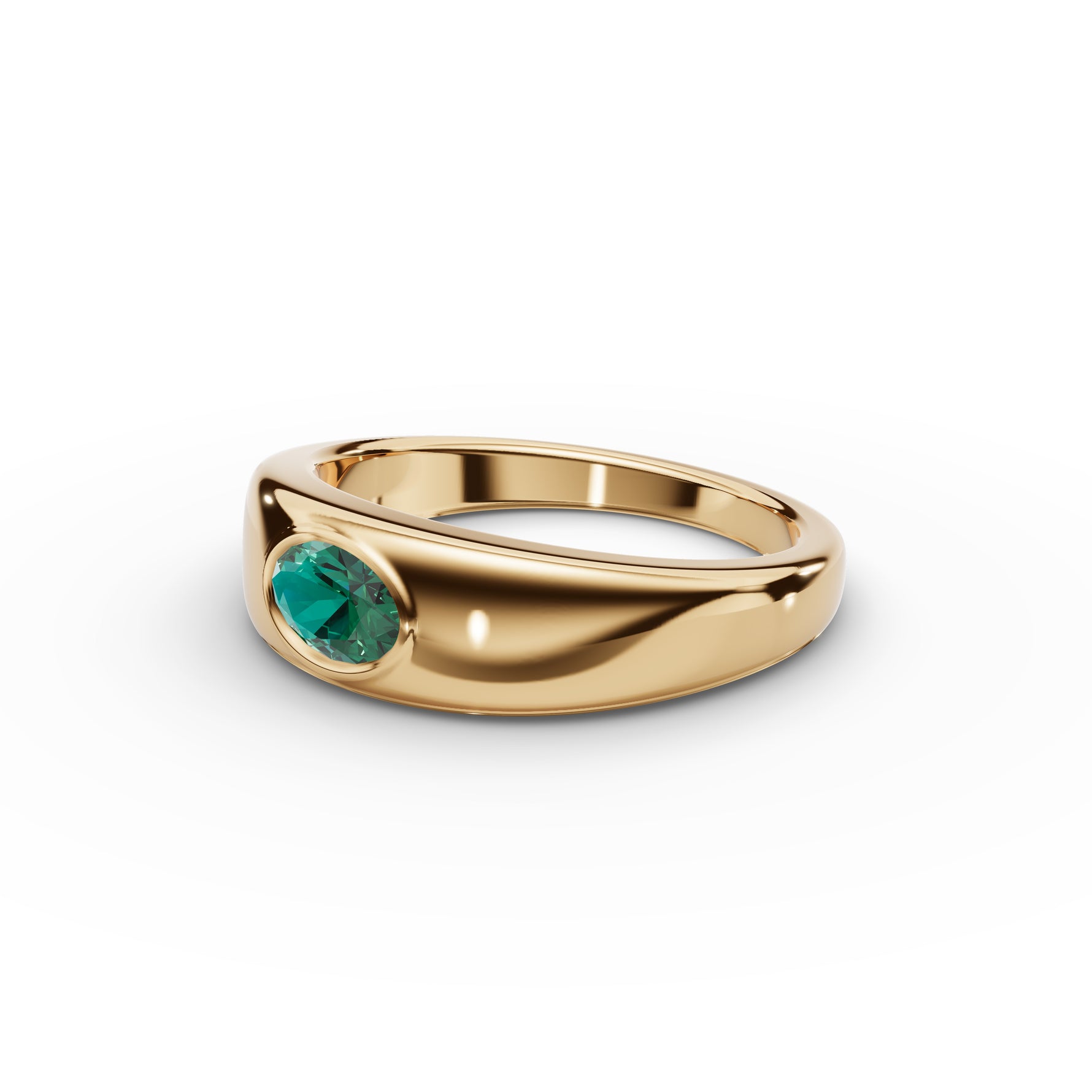 Bezel-Set Oval Emerald Ring 