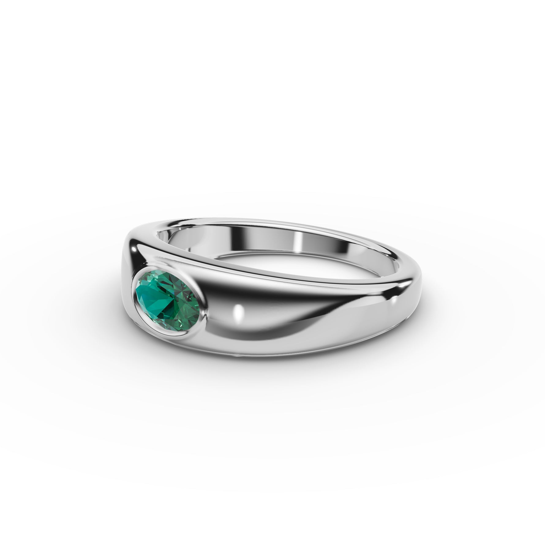 Bezel-Set Oval Emerald Ring 
