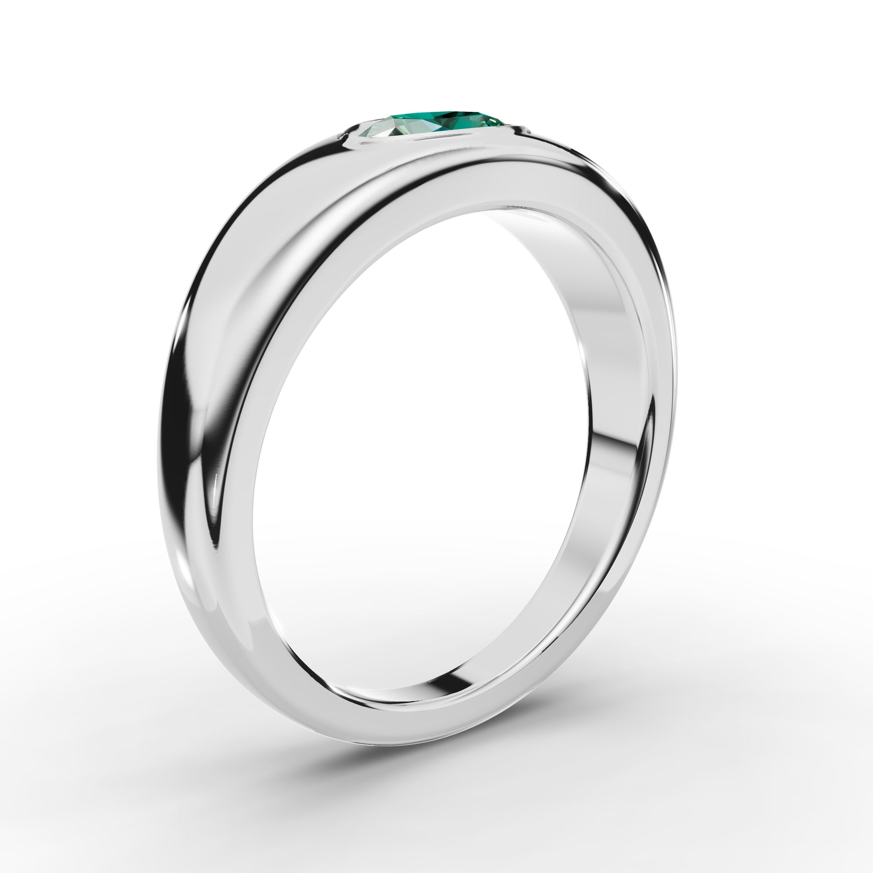 Bezel-Set Oval Emerald Ring 