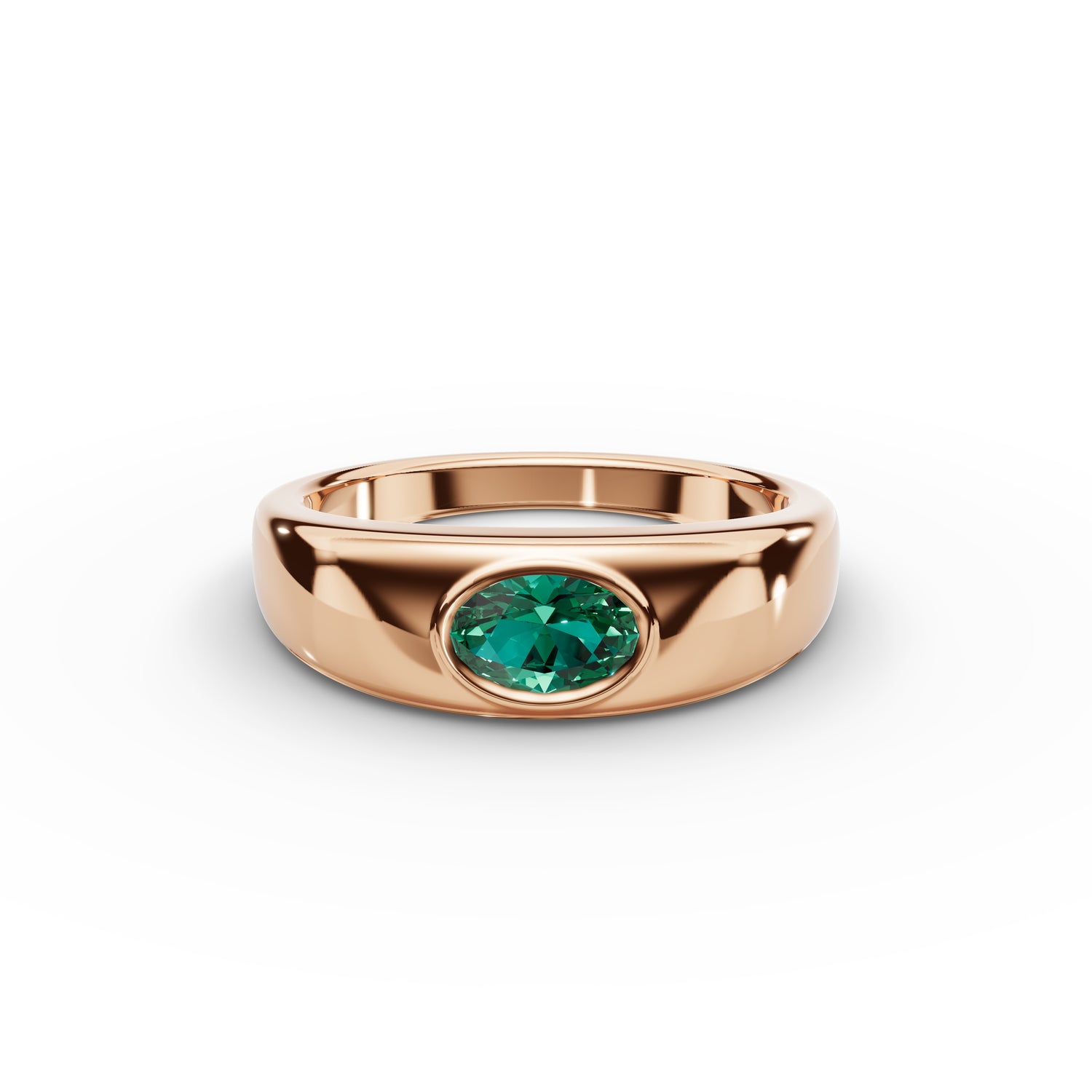 Bezel-Set Oval Emerald Ring 