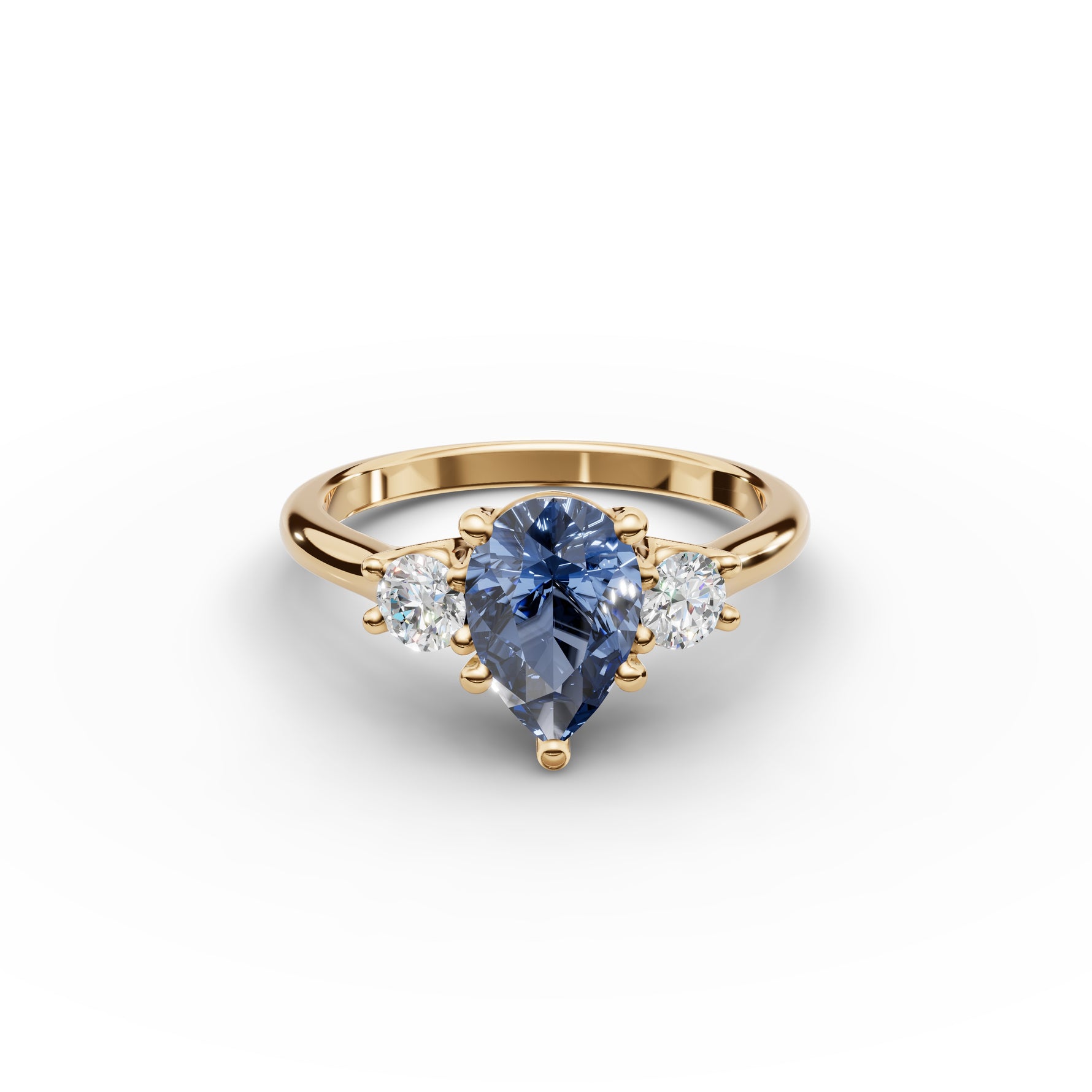 Three Stone Sapphire Ring #18k-yellow-gold