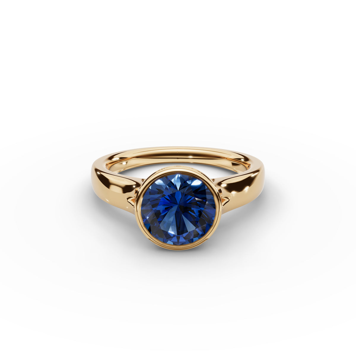 Bezel-Set Round Sapphire Ring 