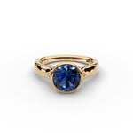 Bezel-Set Round Sapphire Ring 