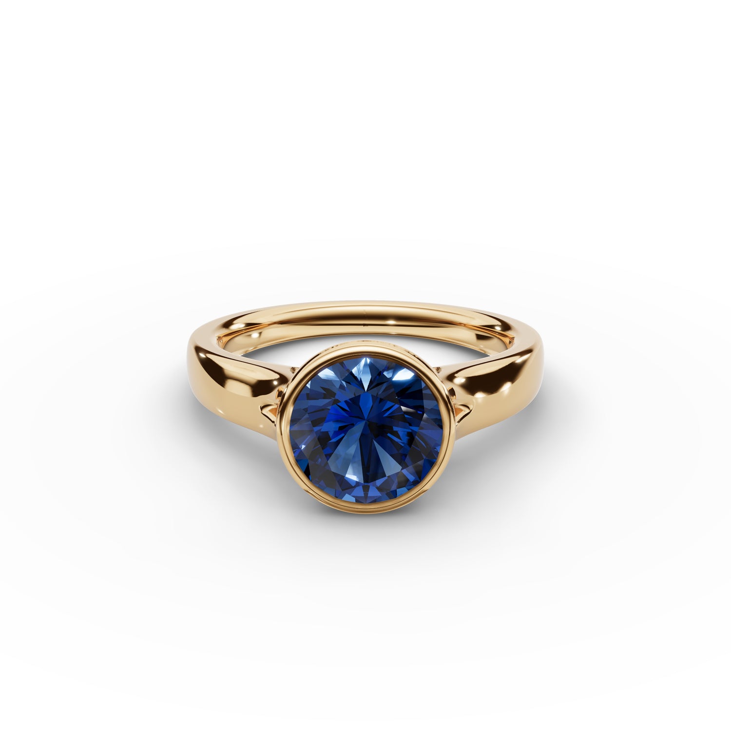 Bezel-Set Round Sapphire Ring 