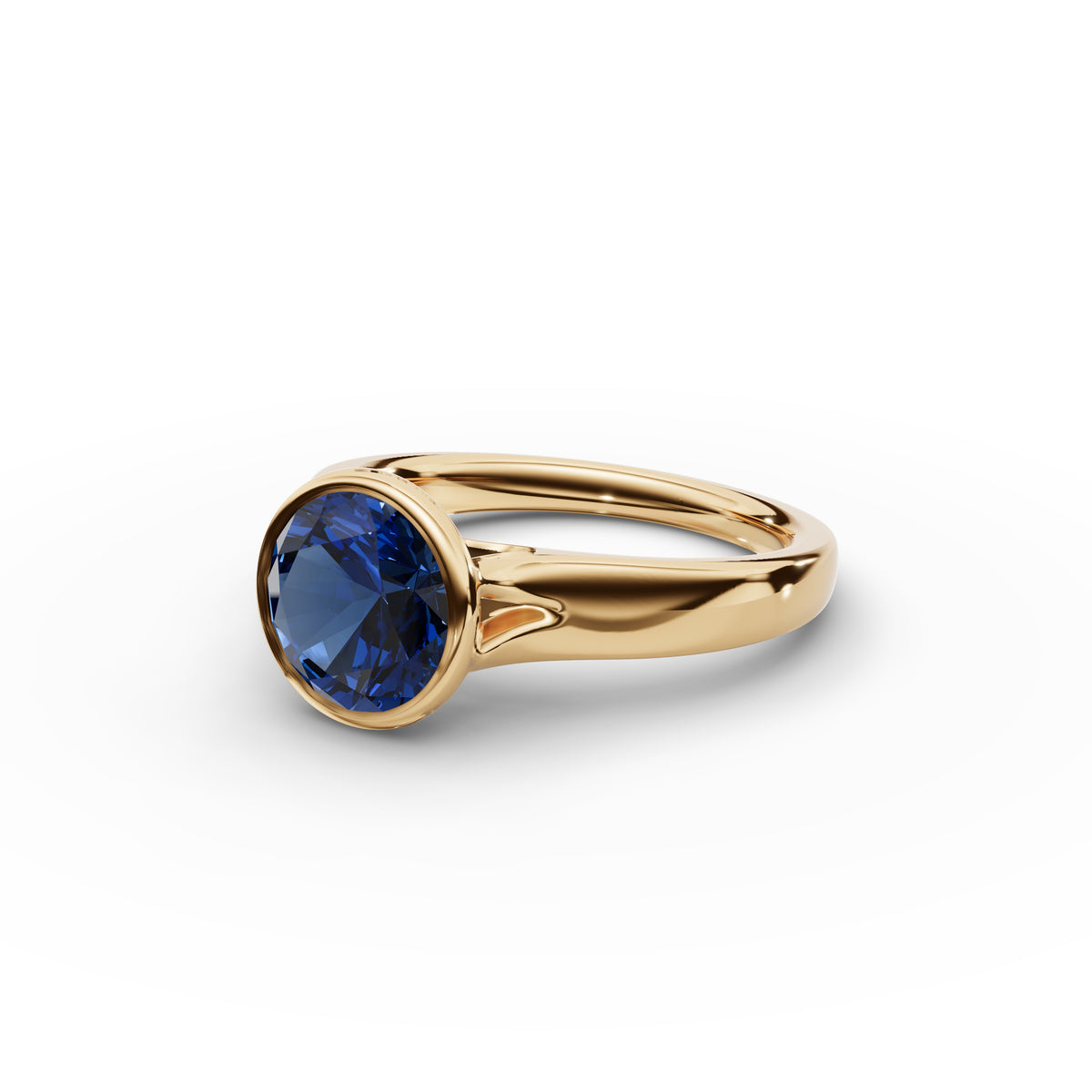 Bezel-Set Round Sapphire Ring 