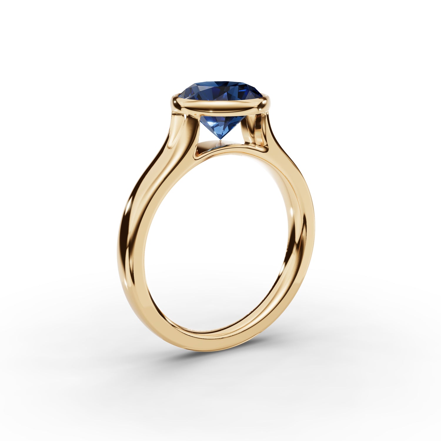 Bezel-Set Round Sapphire Ring 