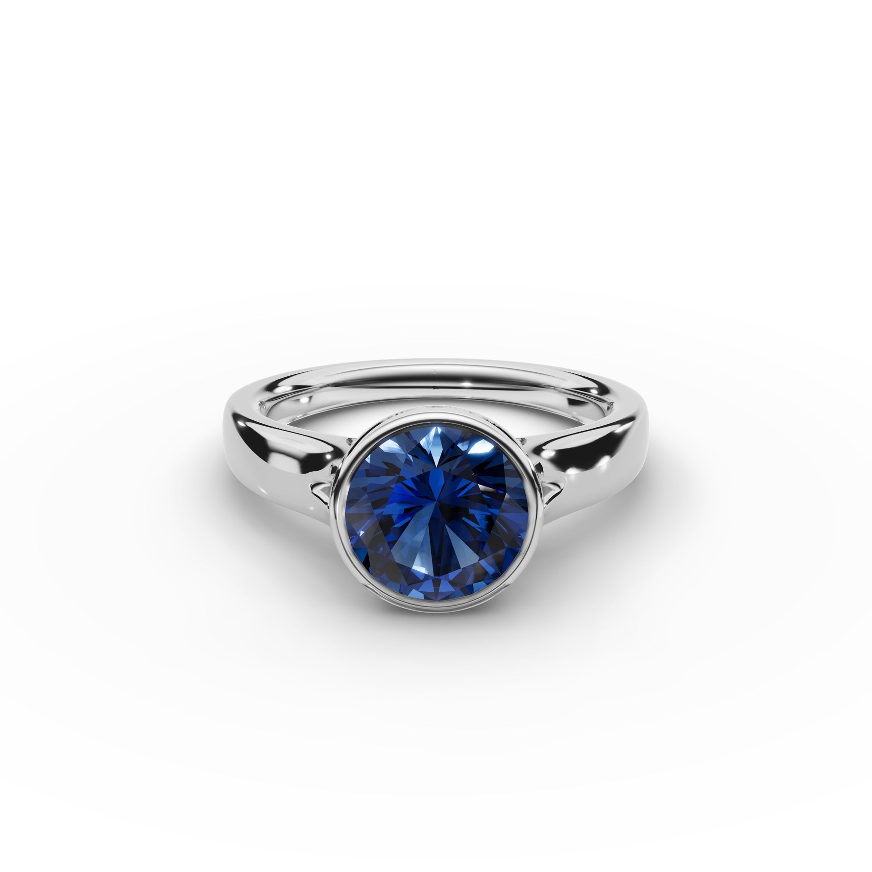 Bezel-Set Round Sapphire Ring 