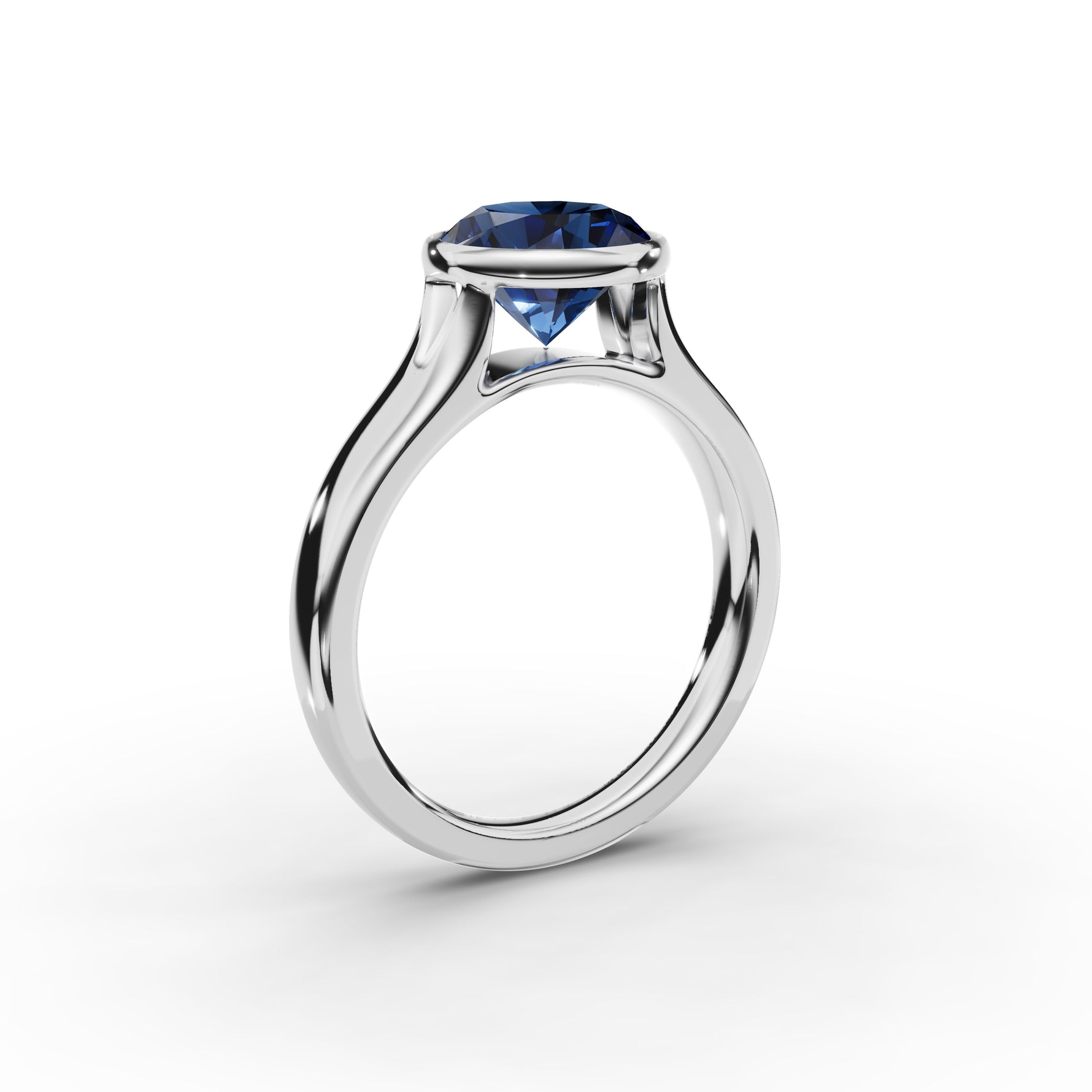 Bezel-Set Round Sapphire Ring 