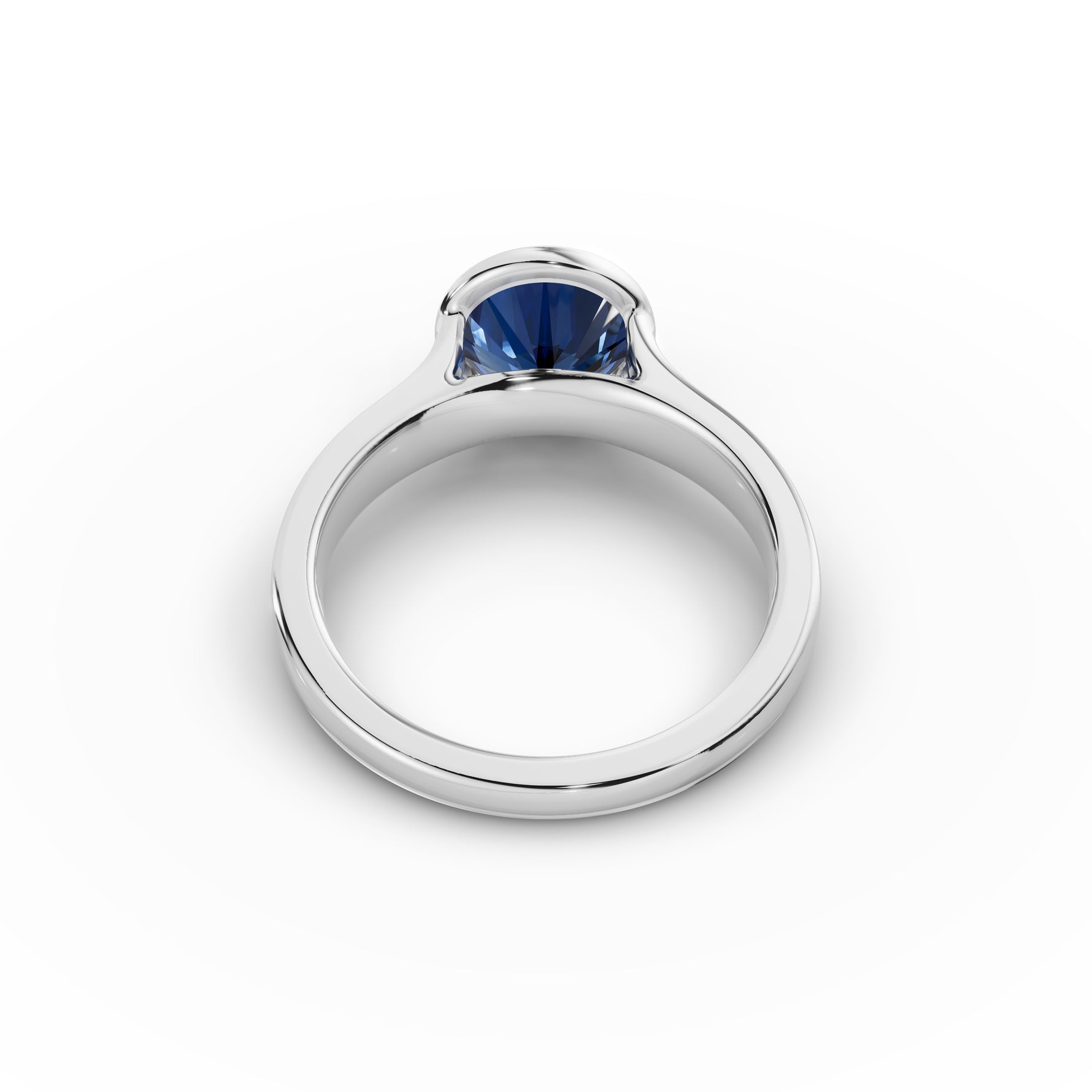 Bezel-Set Round Sapphire Ring 
