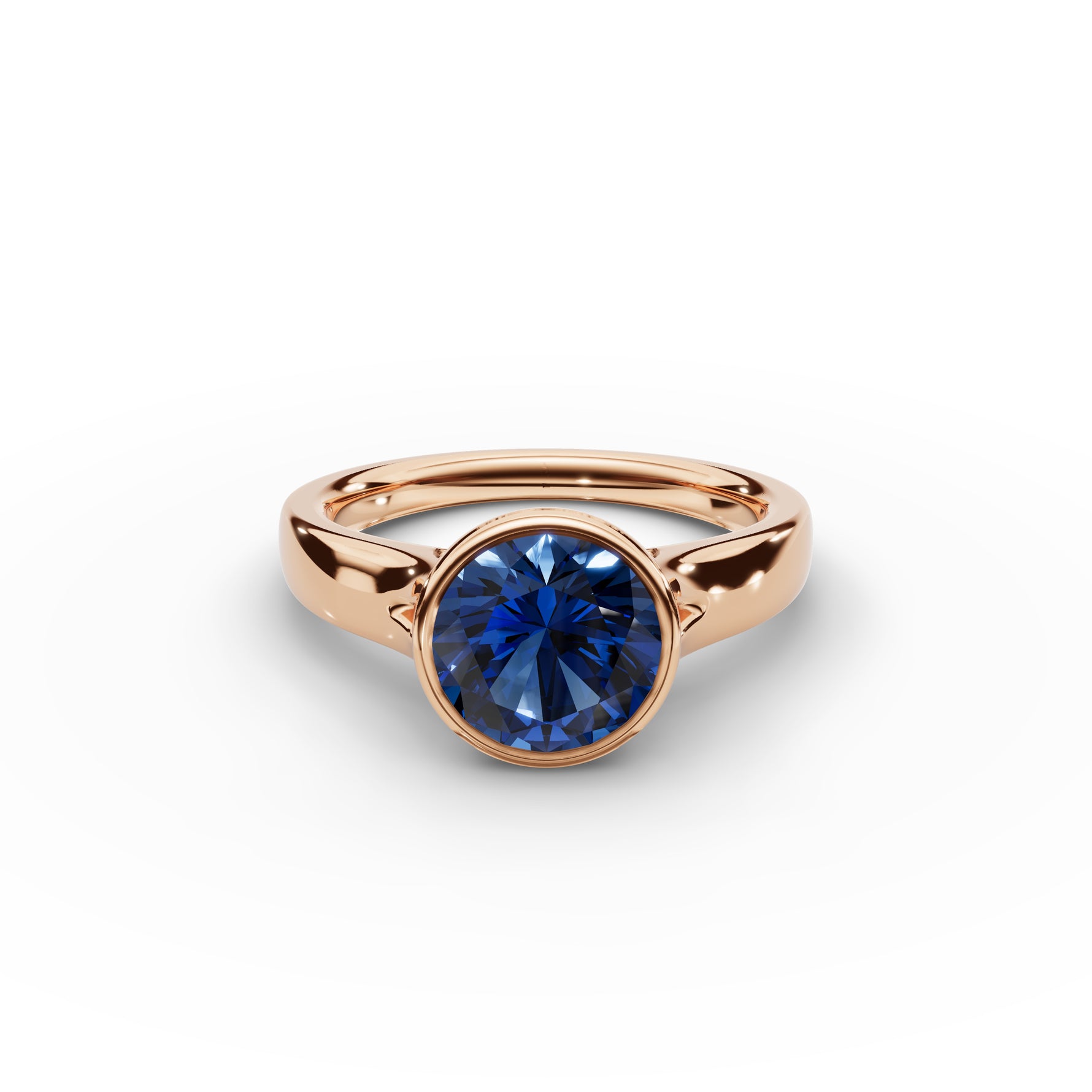 Bezel-Set Round Sapphire Ring 