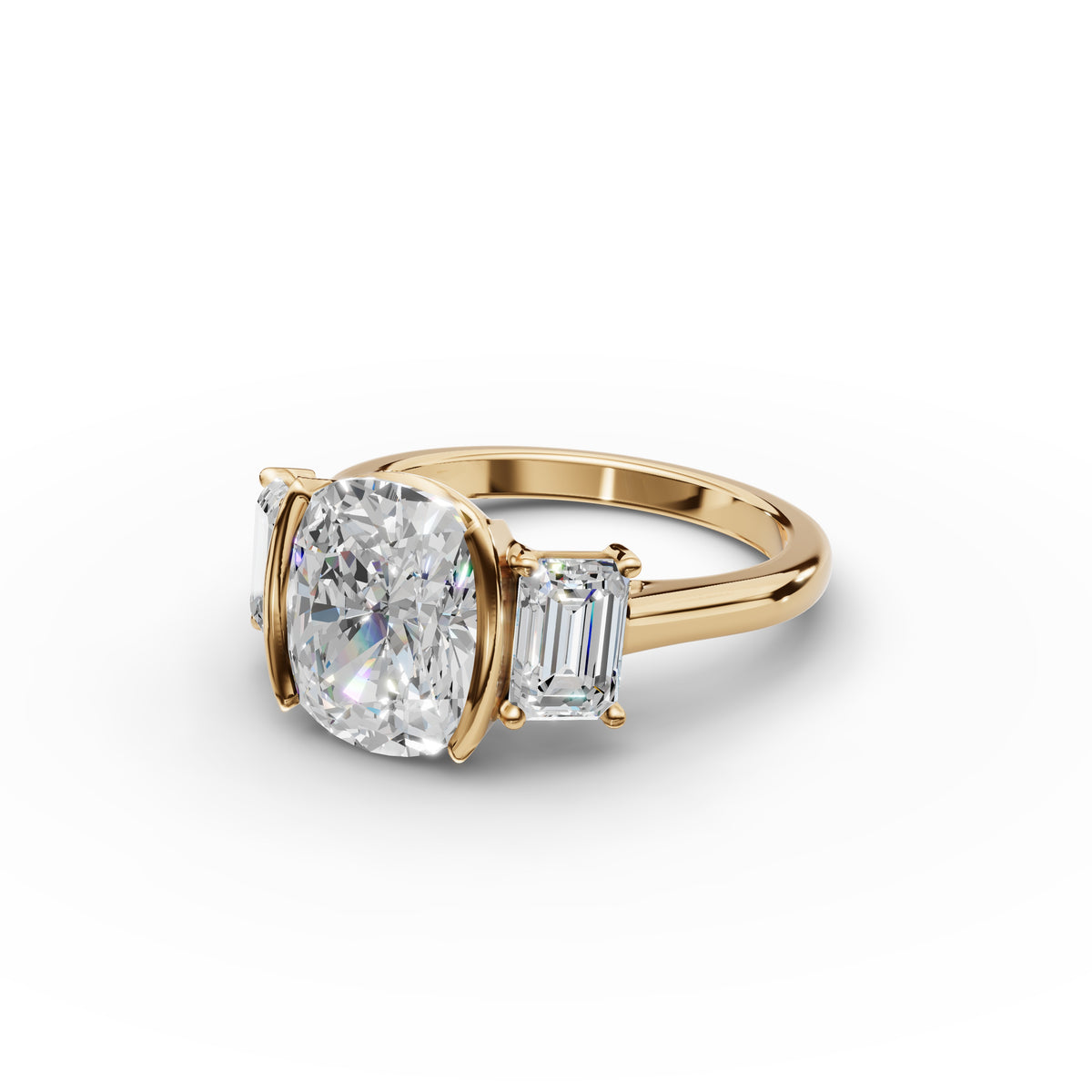 Three Stone Bezel Ring 