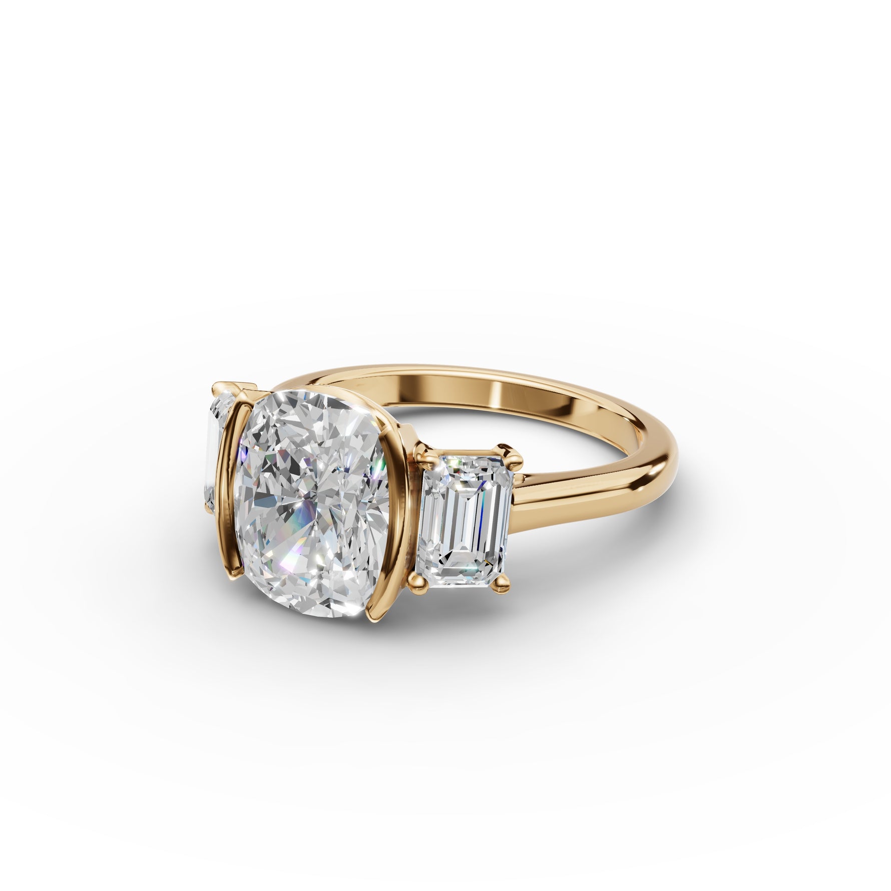 Three Stone Bezel Ring 