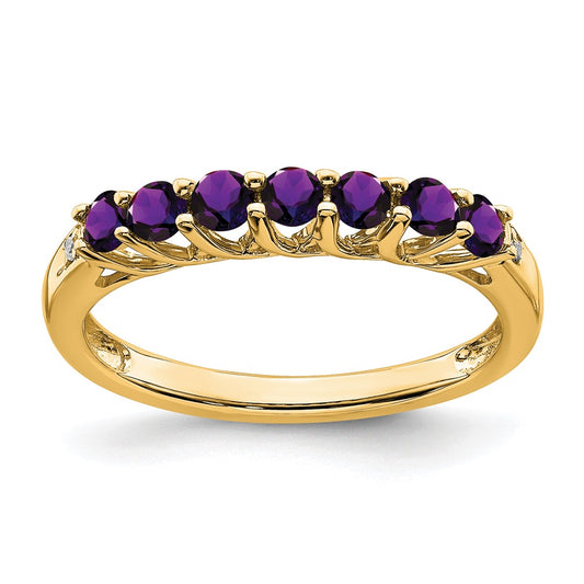 Amethyst 7-Stone Ring 14k Yellow Gold Birthstone Karat Designs