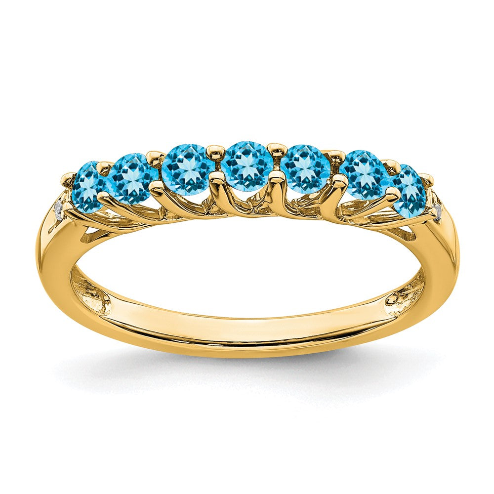 Blue Topaz 7-Stone Ring 14k Yellow Gold Birthstone Karat Designs