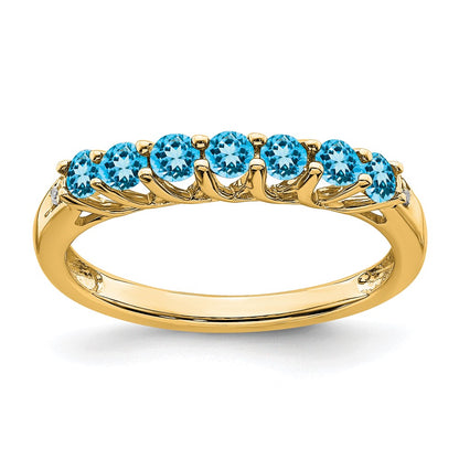 Blue Topaz 7-Stone Ring 14k Yellow Gold Birthstone Karat Designs