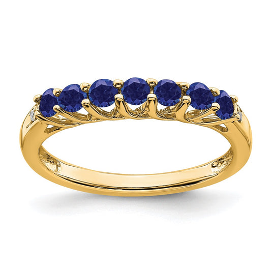 Lab-Created Sapphire 7-Stone Ring 14k Yellow Gold Birthstone Karat Designs
