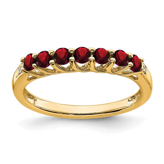 Garnet 7-Stone Ring 14k Yellow Gold Birthstone Karat Designs
