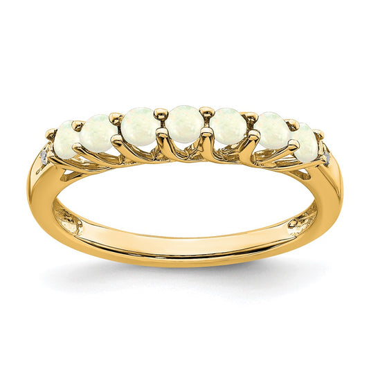 Lab-Created Opal 7-Stone Ring 14k Yellow Gold Birthstone Karat Designs