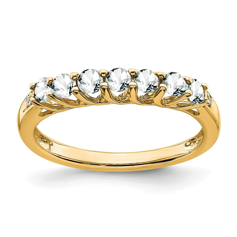 White Topaz 7-Stone Ring 14k Yellow Gold Birthstone Karat Designs