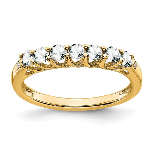 White Topaz 7-Stone Ring 14k Yellow Gold Birthstone Karat Designs