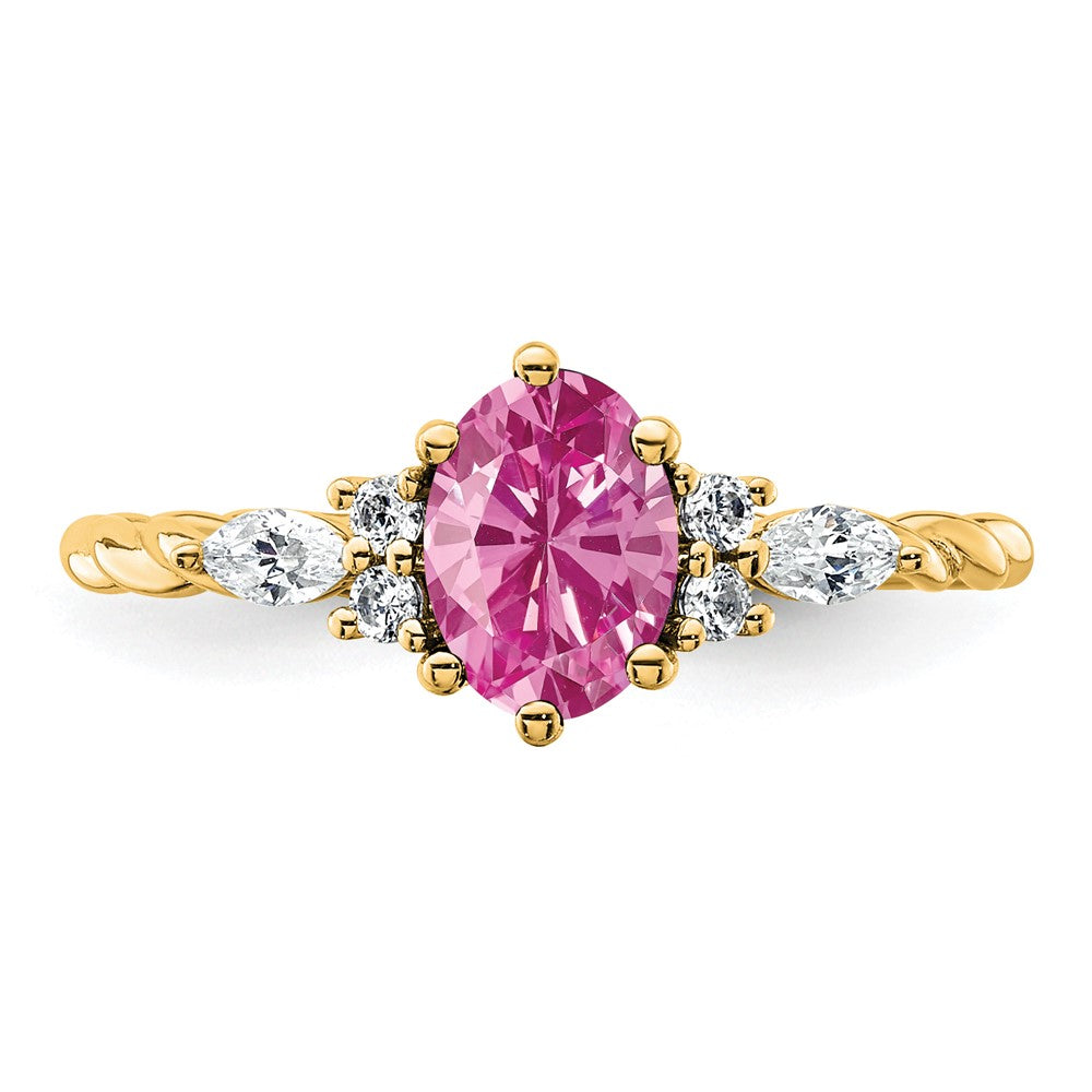 Oval Lab Created Pink Sapphire Cluster Ring Birthstone Karat Designs