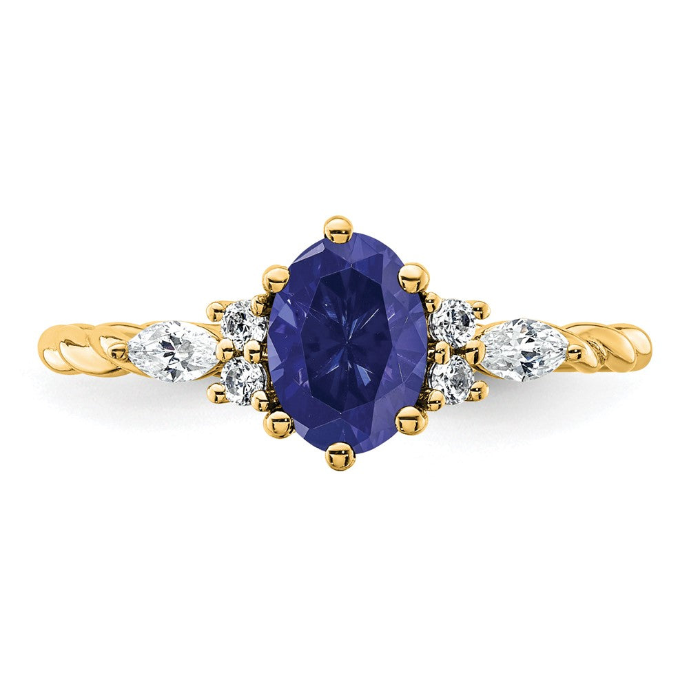 Oval Lab Created Blue Sapphire Cluster Ring Birthstone Karat Designs