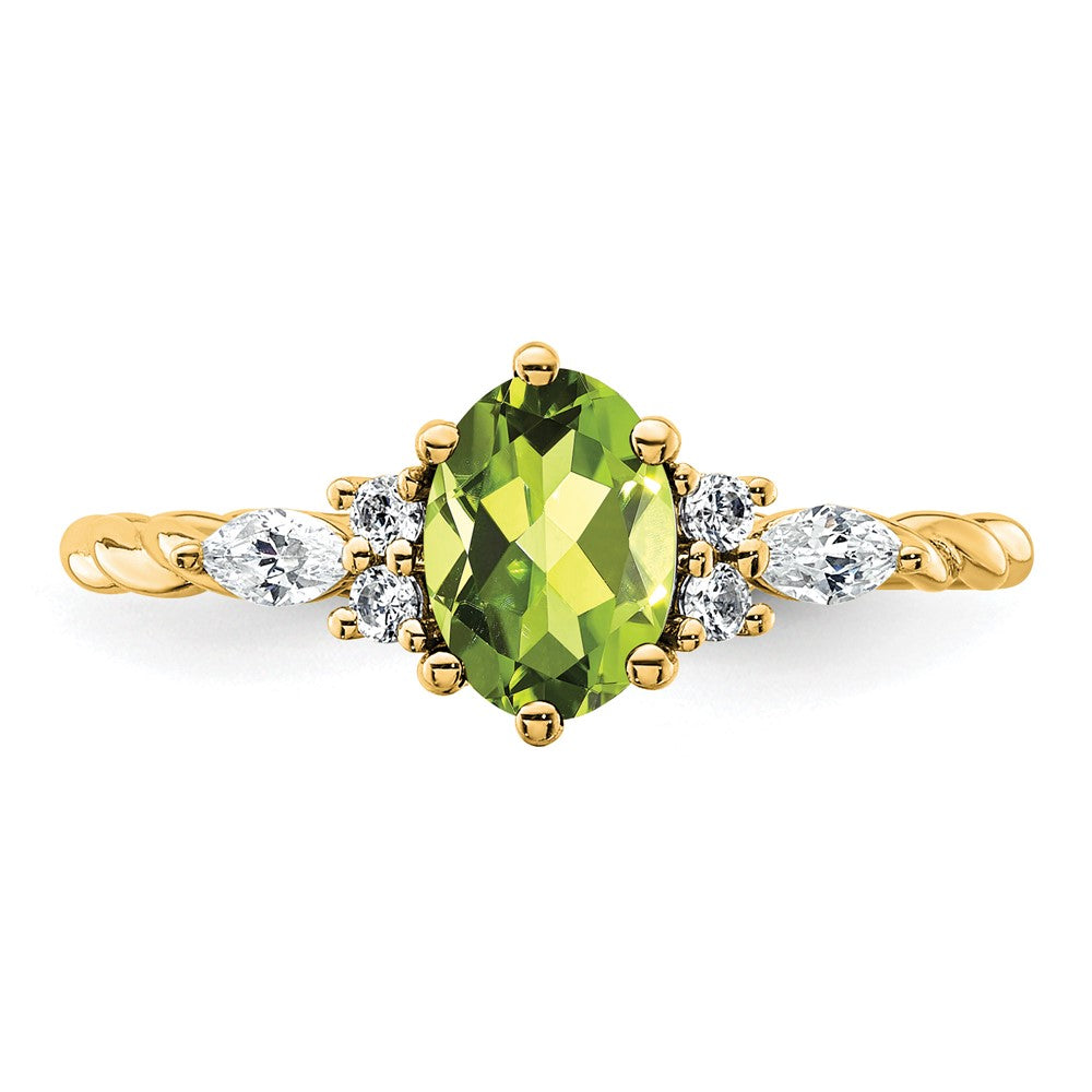 Oval Peridot Diamond Cluster Ring Birthstone Karat Designs